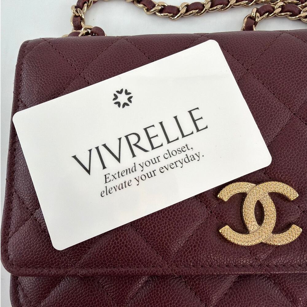 Chanel Burgundy Caviar Seasonal Wallet On Chain - Picture 12 of 14